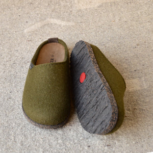 Haflinger Wool Felt Clogs - Manhattan - Olive (Adults 37,41) *Last ones