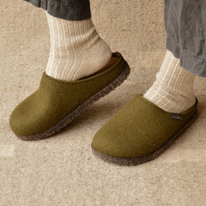 Haflinger Wool Felt Clogs - Manhattan - Olive (Adults 37,41) *Last ones