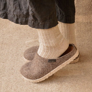 Haflinger Wool Felt Clogs - Manhattan - Taupe (Adults 36-42)