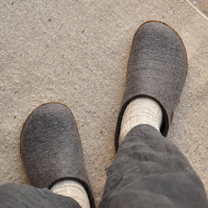 Wool Felt Slippers - Toffel - Anthracite (Adults 36-46)