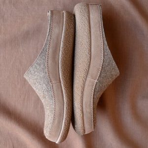 Wool Felt Slippers - Blizzard - Taupe (Adults 36-46) *Restocking Feb