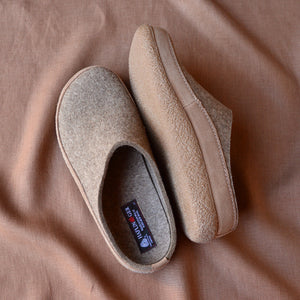 Wool Felt Slippers - Blizzard - Taupe (Adults 36-46) *Restocking Feb