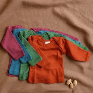 Baby Long Sleeve Envelope Neck Top by Hocosa - Organic Merino/Silk (0-3y)