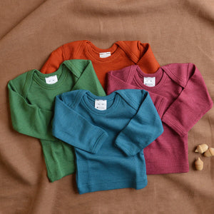 Baby Long Sleeve Envelope Neck Top by Hocosa - Organic Merino/Silk (0-3y)