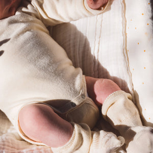 Baby Bodysuit Long Sleeve - Organic Wool/Silk - Natural (0-3yrs)