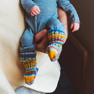 Baby & Kids Chunky Painted Yarn Socks - 100% Organic Wool - Stripes (0-6y)