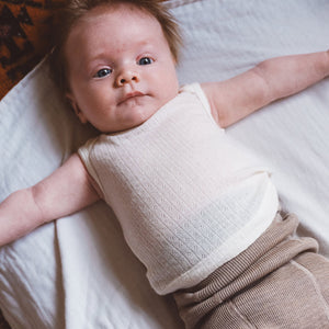 Child’s Sleeveless Vest - Organic Merino Pointelle (0-6y)