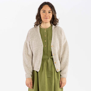 Womens Knit Cardigan - Organic Wool/Cotton (S, M, L)