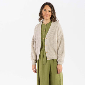 Womens Knit Cardigan - Organic Wool/Cotton (S, M, L)
