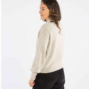 Womens Cable Knit Sweater - Organic Wool/Cotton (S, M, L)
