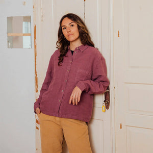 Shirt Blouse - 100% Linen - Blackberry (Women's S-L)