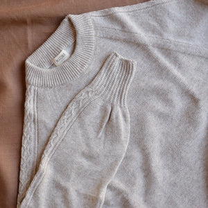 Womens Cable Knit Sweater - Organic Wool/Cotton (S, M, L)