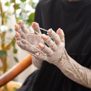 Long Fingerless Gloves - 100% Linen