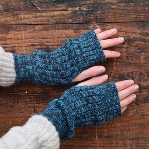 Fingerless Mits - 100% Baby Alpaca - Two Tone Melange (Youth-Adult)