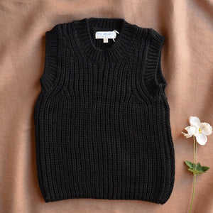 Chunky Mathias Vest - 100% Highland Wool - Black (4-7y) *Retired Colour