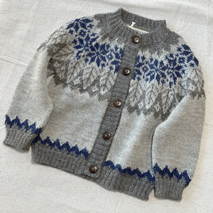 Islandia Cardigan in Baby Alpaca - Grey/Navy (6m-4y)