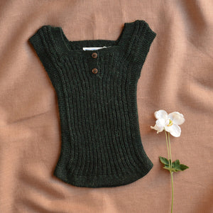 Rico Vest - 100% Baby Alpaca - Forest Green Melange (0-6y) *Last Ones!