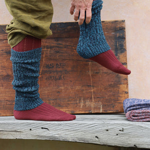 Ribbed Legwarmers - 100% Baby Alpaca - Two Tone Melange (Youth-Adult)