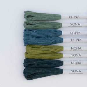 Plant Dyed Sashiko Embroidery and Mending Thread - 100% Cotton - Garden Collection (Set of 8)