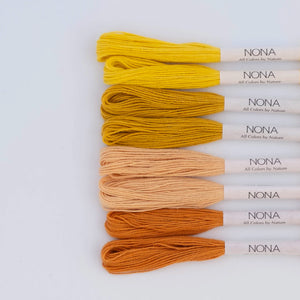 Plant Dyed Sashiko Embroidery and Mending Thread - 100% Cotton - Sunny Collection (Set of 8)
