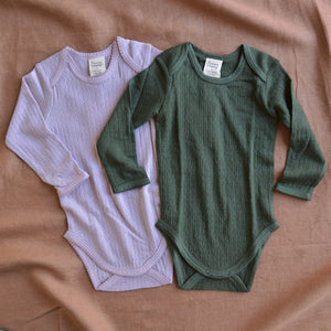 Baby Body Longsleeve - 100% Organic Merino Pointelle (0-2y)