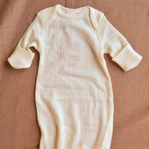 Pointelle Baby Sleep Gown - 100% Organic Merino - Natural (3-6m) *Last One!
