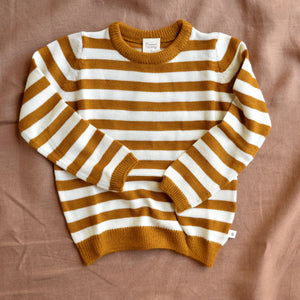 Knit Pullover - 100% Organic Merino - Toffee Stripe (6m-4y)