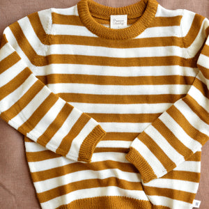 Knit Pullover - 100% Organic Merino - Toffee Stripe (6m-4y)