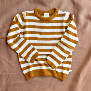 Knit Pullover - 100% Organic Merino - Toffee Stripe (6m-4y)