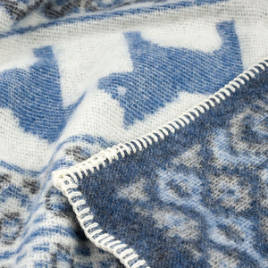 Jacquard Woven Blanket - 100% Wool - Darlana Blue (130x90cm)