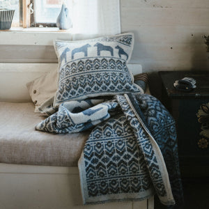 Jacquard Woven Blanket - 100% Wool - Darlana Blue (130x90cm)