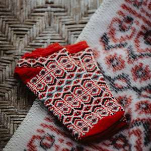 Jacquard Ankle Socks - Merino Wool - Darlana Red (Adults 38-45)