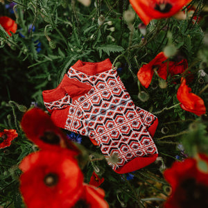 Jacquard Ankle Socks - Merino Wool - Darlana Red (Adults 38-45)