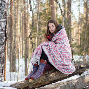 Jacquard Woven Throw - 100% Wool - Lycksele (200x130cm)