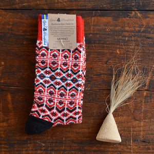 Jacquard Knit Socks - Merino Wool - Darlana Red (Adults 38-45)