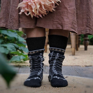 Long Woollen Rag Socks - Recycled Lambswool - Ekshärad (Adults 38-41)