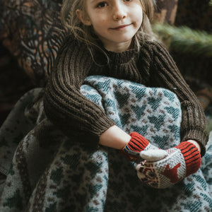 Jacquard Woven Cot Blanket - 100% Wool - Skogen (130x90cm)