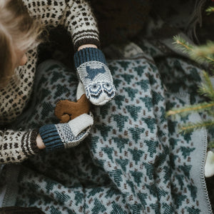 Jacquard Woven Cot Blanket - 100% Wool - Skogen (130x90cm)