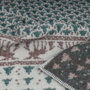 Jacquard Woven Cot Blanket - 100% Wool - Skogen (130x90cm)