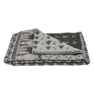 Jacquard Woven Cot Blanket - 100% Wool - Skogen (130x90cm)