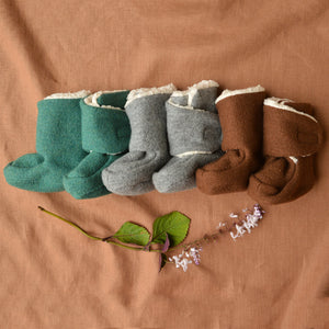 Boiled Wool Booties with Sherpa Organic Cotton Lining (0-2y)
