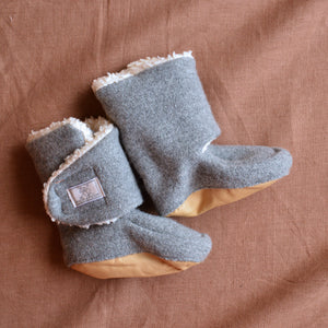 Boiled Wool Booties with Sherpa Organic Cotton Lining (0-2y)