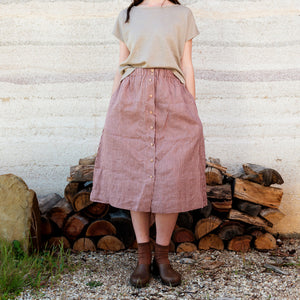 Midi Skirt - 100% Linen - Heather Check (Women's S-L)