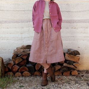 Midi Skirt - 100% Linen - Heather Check (Women's S-L)