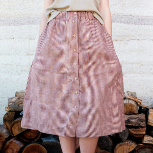 Midi Skirt - 100% Linen - Heather Check (Women's S-L)