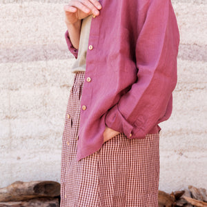 Shirt Blouse - 100% Linen - Blackberry (Women's S-L)