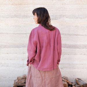 Shirt Blouse - 100% Linen - Blackberry (Women's S-L)