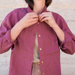 Shirt Blouse - 100% Linen - Blackberry (Women's S-L)