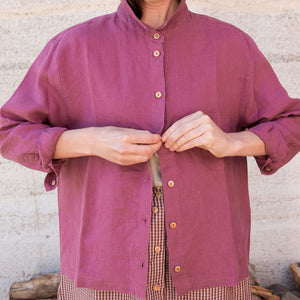 Shirt Blouse - 100% Linen - Blackberry (Women's S-L)