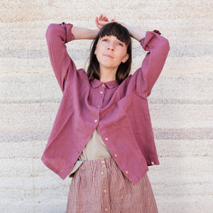 Shirt Blouse - 100% Linen - Blackberry (Women's S-L)